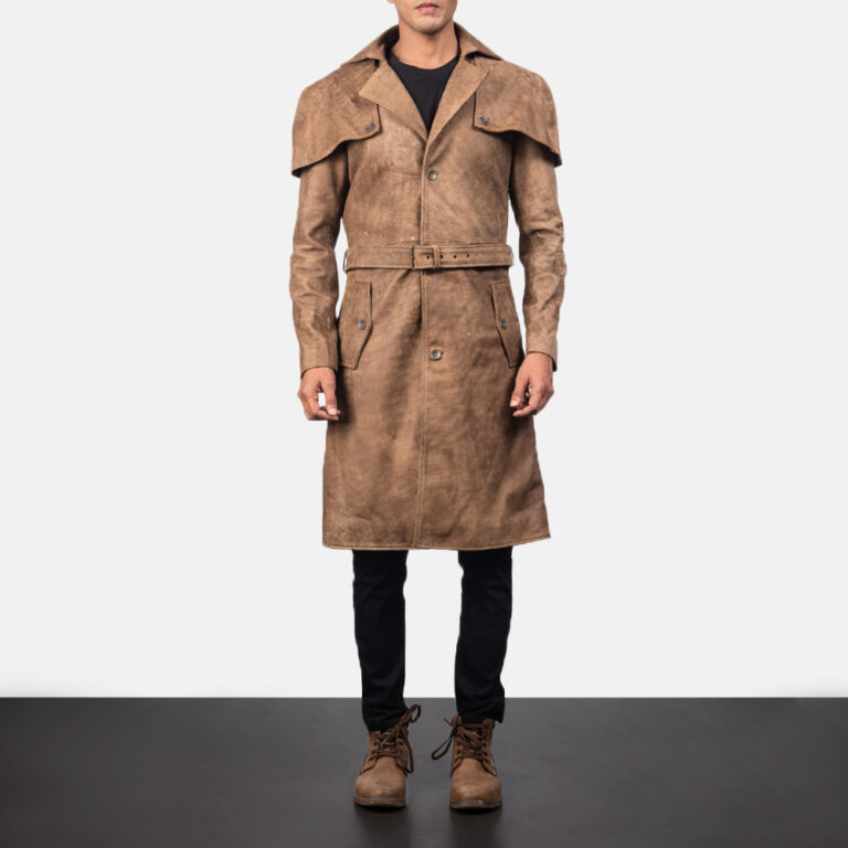 Mens Deux Brown Leather Duster4636-5-1557053143018